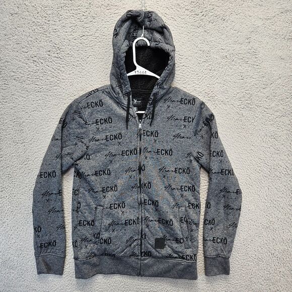 Marc Ecko Fleece Hoodie Mens Size‎ Small Gray Hooded Full Zip - Picture 1 of 10